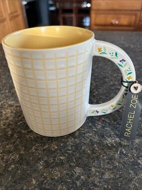Rachel Zoe White and Yellow Floral-Handle Ceramic Mug